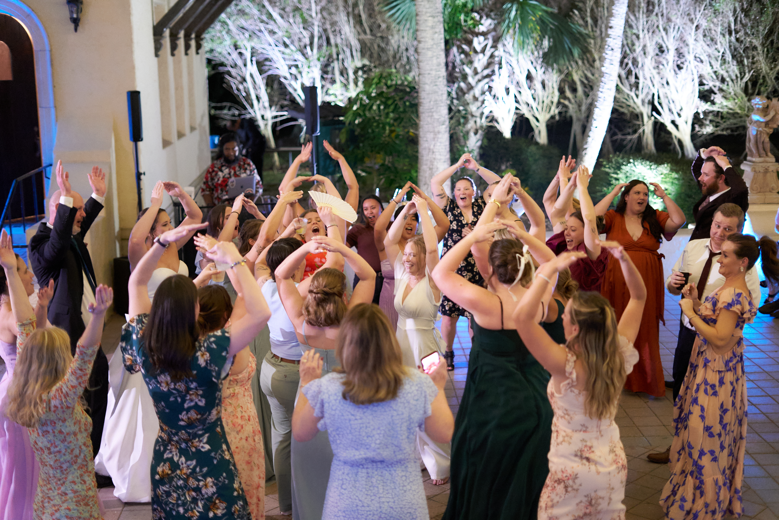 Packed wedding reception dance floor at the Powell Crosley Estate.
